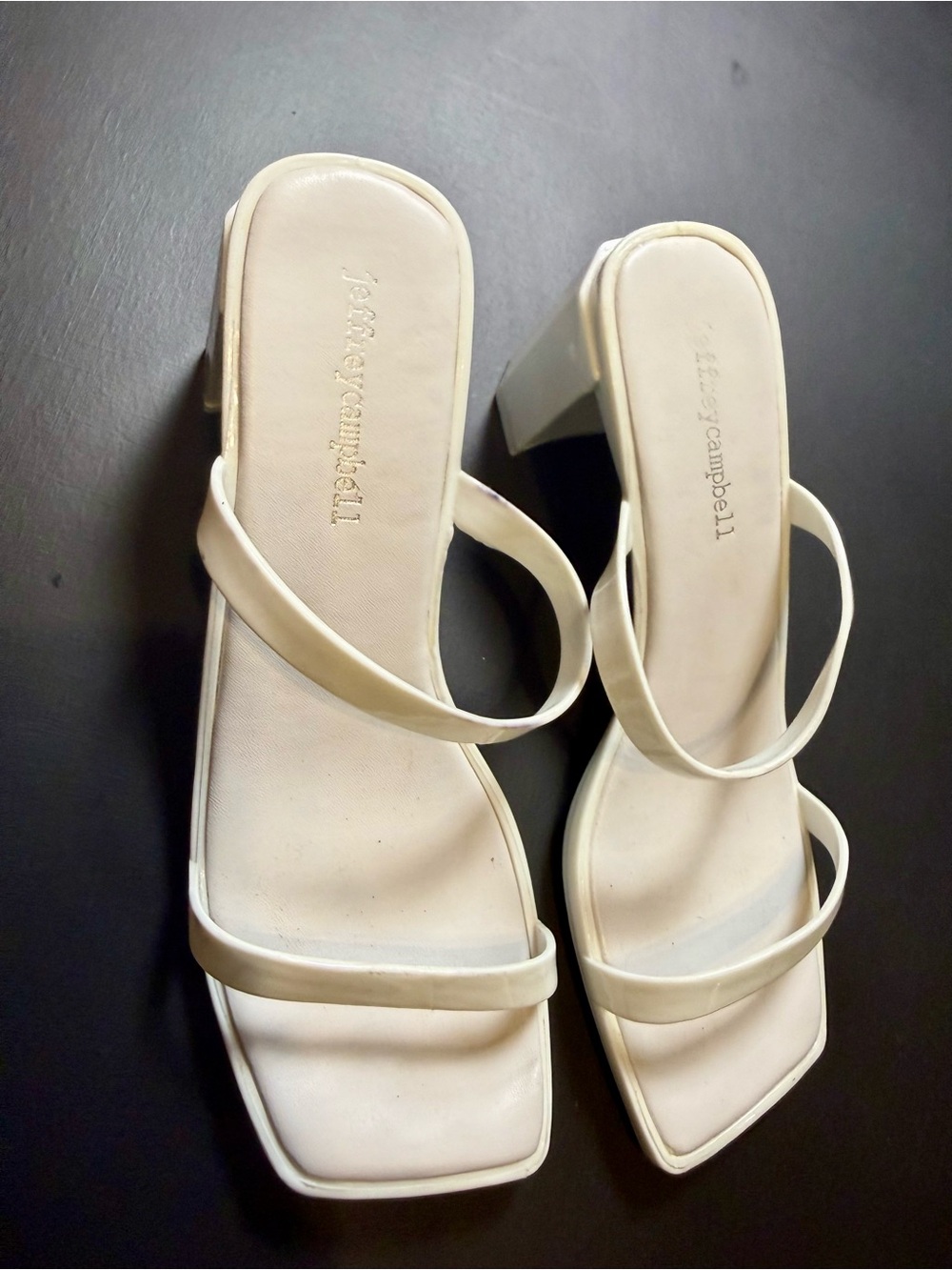 Strappy Square-Toe Heeled Sandals in White by Jeffrey Campbell - Picture 4 of 5